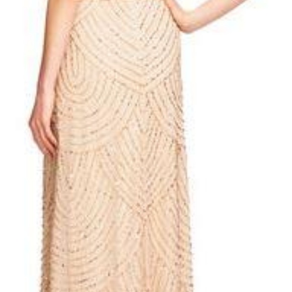 Adrianna Papell Art deco blouson beaded Champ/Gold - Picture 2 of 5